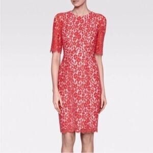 L.K. Bennett Wardour Pencil Pink Lace Overlay Size 12